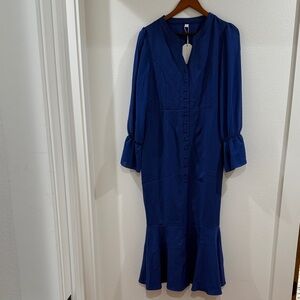 Elegant Long Sleeve Blue Dress